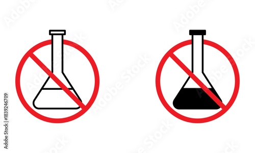 no chemistry experiment, no chemical or laboratory use sign icon vector