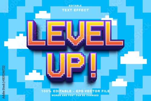 Level Up Pixel Art Text Effect Editable
