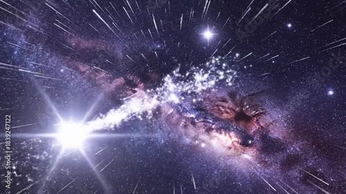 Hyperspace Travel: Star Trails Speeding Through the Galaxy Space