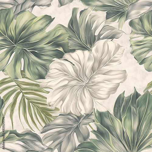 Seamless leaves pattern illustration with natural botanical shapes and clean artistic style.