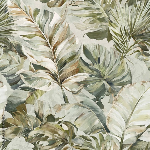 Seamless leaves pattern illustration with natural botanical shapes and clean artistic style.