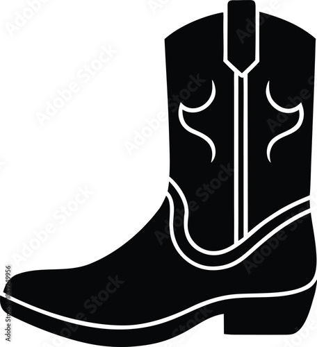 Cowboy boot icon silhouette vector illustration