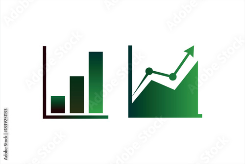 Green Financial Growth Chart Icons