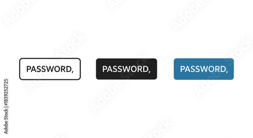 Password text button icon set different styles outline solid and color for security