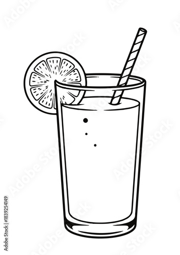 Lemonade juice with slice of a lemon