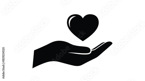 Hand holding a heart symbol representing love and care