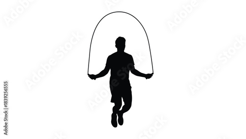 Silhouette of a person jumping rope in a minimalist style