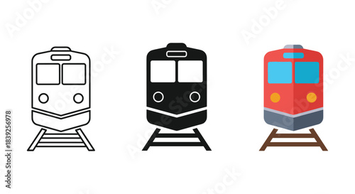 Train airplane ship and bicycle icons transport symbols set isolated on white background