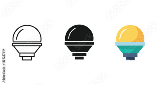 Led light bulb icon electric power source symbol outline silhouette flat design energy saving