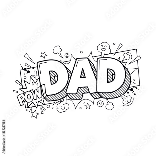 Comic style "DAD" word illustration