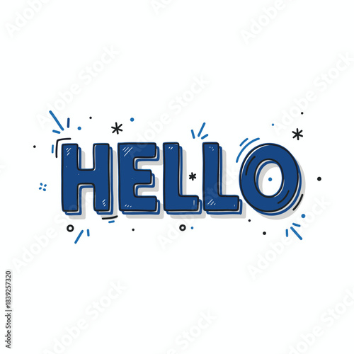 Hello word 3D style with decorative elements