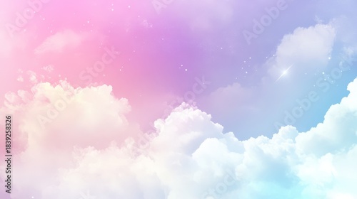 Pink and blue sky with clouds at sunset over a natural landscape scene