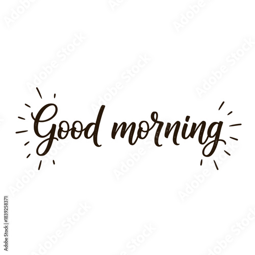Good morning phrase with sun rays decoration
