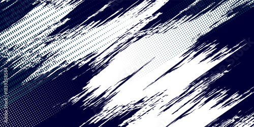 Dynamic blue and white illustration of two large ocean waves, with white foam crests, on a white background.