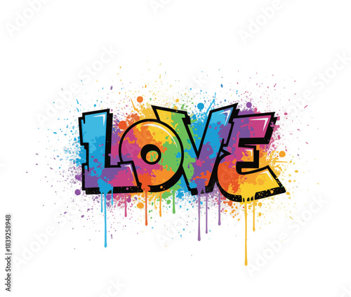 Graffiti style colorful "LOVE" word illustration
