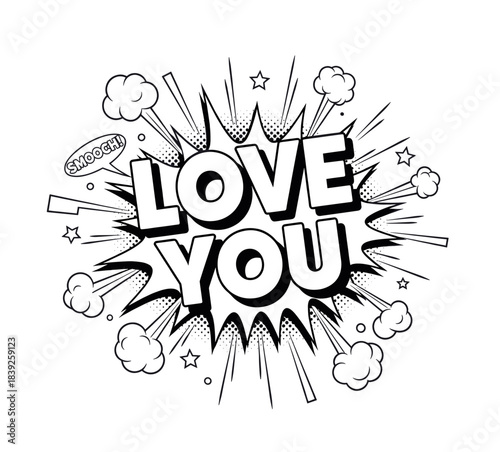 Love explosion pop art vector illustration