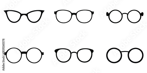 Set of different eyeglass frame styles icons