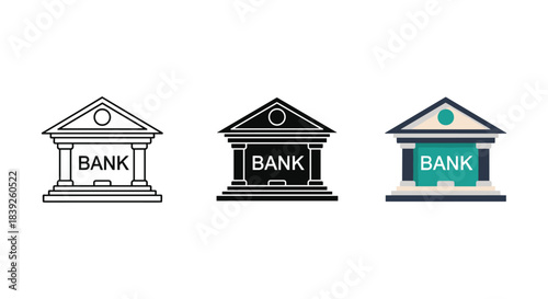 Bank building icon sign symbol clip art illustration for web and mobile application financial services