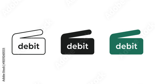 Debit card icon payment symbol pictogram set cash bank transaction vector illustration sign concept