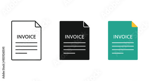 Invoice paper document icon bill symbol pictogram set billing form vector illustration financial statement