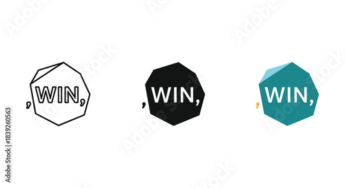 Win icon luck success symbol achievement prize winning game flat vector illustration design element
