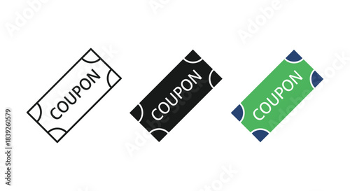 Coupon icon voucher ticket symbol discount financial savings special offer flat vector illustration