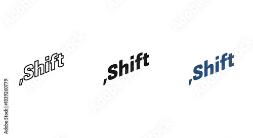 Shift word icon with different style variations showing concept of change movement and action