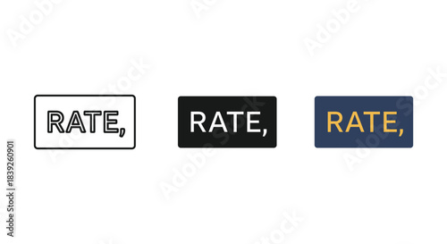 Rate icon vector illustration text word set box design sign symbol different styles on white background