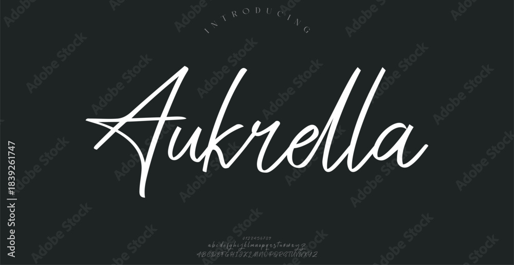 Fototapeta premium A flowing and elegant script font with a contemporary twist. Perfect for creating sophisticated branding, wedding invitations, and stylish headers.