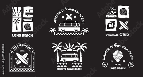 Collection of Surf Badges design, for tshirt branding, beachwear branding and other uses