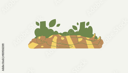 A practitioner in savasana on a hiking trail the sun peeking through the leaves creating dappled light patterns on their relaxed body.