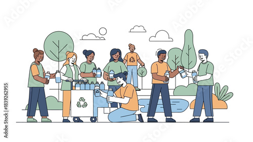 community recycling initiative in a lively outdoor park environment