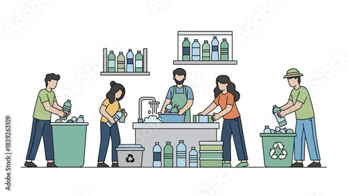 Community recycling initiative reducing waste through collaborative bottle