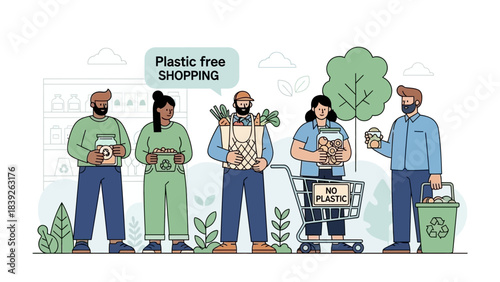 eco-friendly shopping at a zero waste store emphasizing plastic-free