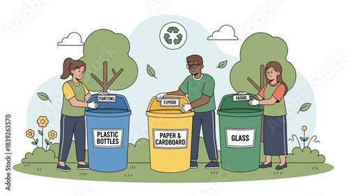 Interactive Recycling Collection with Distinct Bins for Plastics Paper and
