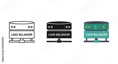 Bild auf Leinwand Load balancer icons in different colors and styles