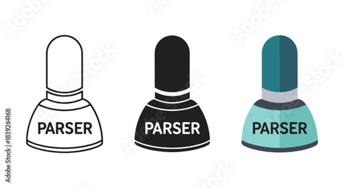 Three nail polish bottles with parser label