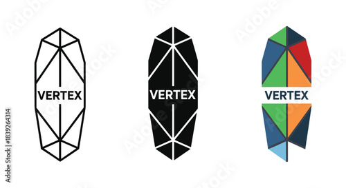 Vertex logo design variations on white background