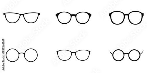 Set of different eyeglass frames styles icons outline