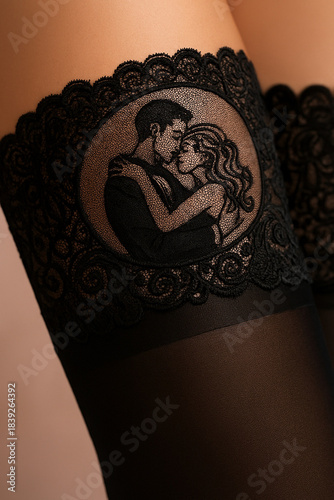 detail of a black lace band AI generated