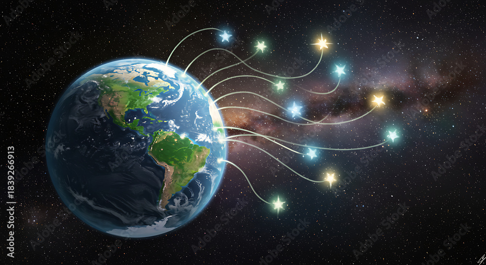 Obraz premium Global Connections, Earth Network Communications