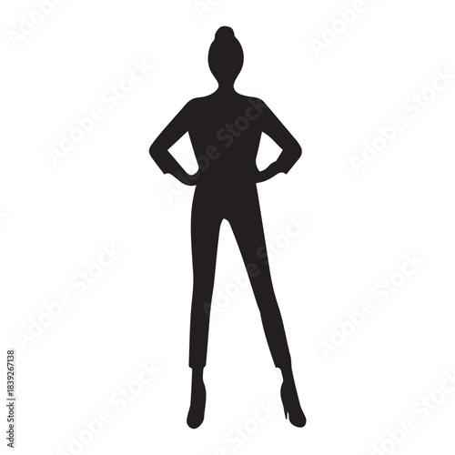 silhouette of a young woman in black dress