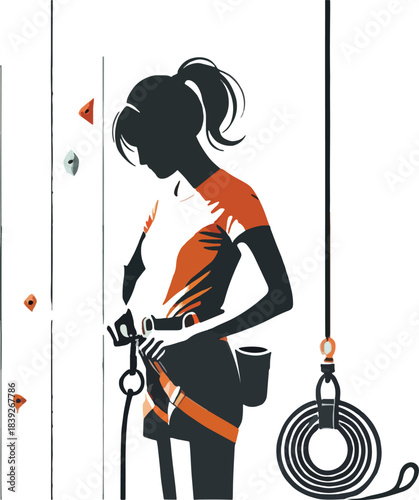 Woman preparing to rock climb rock climbing