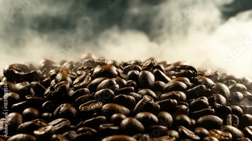 Close-up of coffee beans with steam (2)