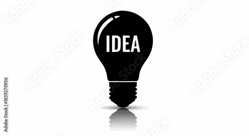 A black lightbulb icon with the word IDEA inside, symbolizing innovation and creativity.