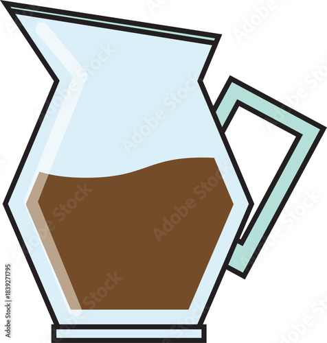 Stylized jug filled with brown liquid, ideal for representing milk or coffee service in cafes, breakfast menus, or editorial visuals.