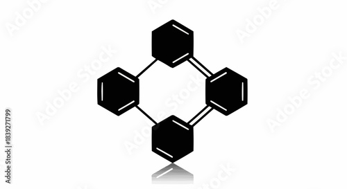 Black and white diagram of a complex organic chemical structure, showing four interconnected hexagonal rings, representing a polycyclic aromatic hydrocarbon.