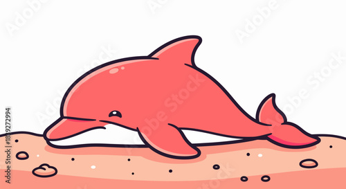 Cute Cartoon Dolphin Illustration with Adorable Features.