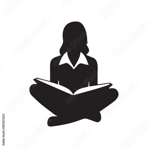 vector illustration of a woman reading book
