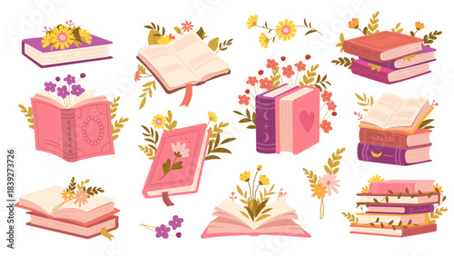 Pink book with flowers, girly stickers for readers